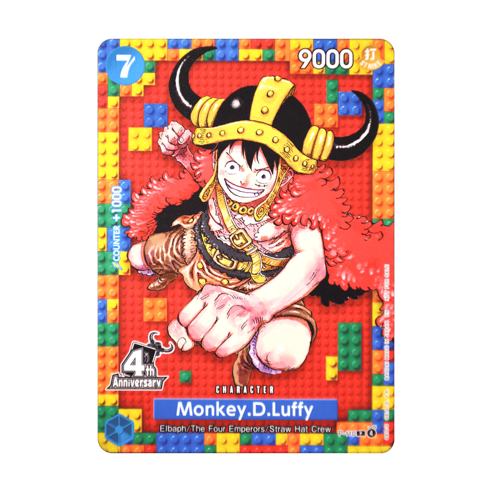 Monkey.D.Luffy (4th Anniversary) P-110, cara de la carta