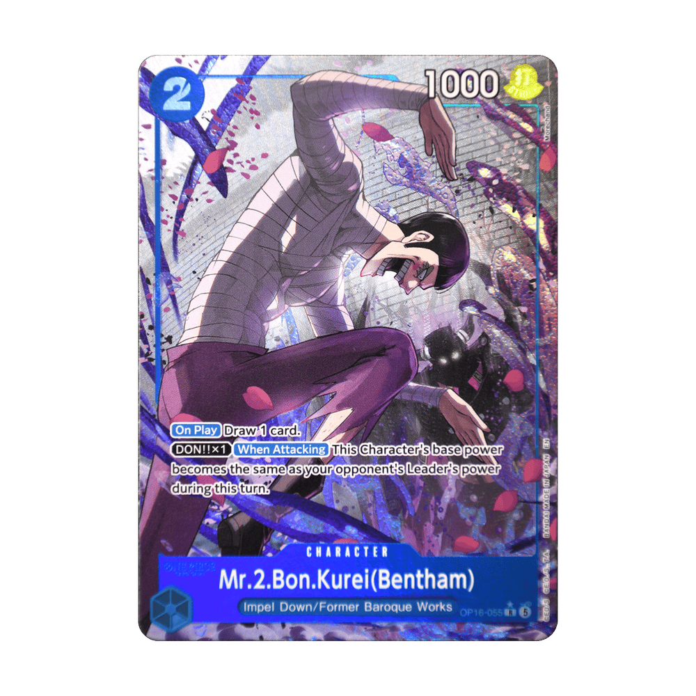 Mr.2 Bon Kurei (Alternate Art) OP16-055, cara de la carta