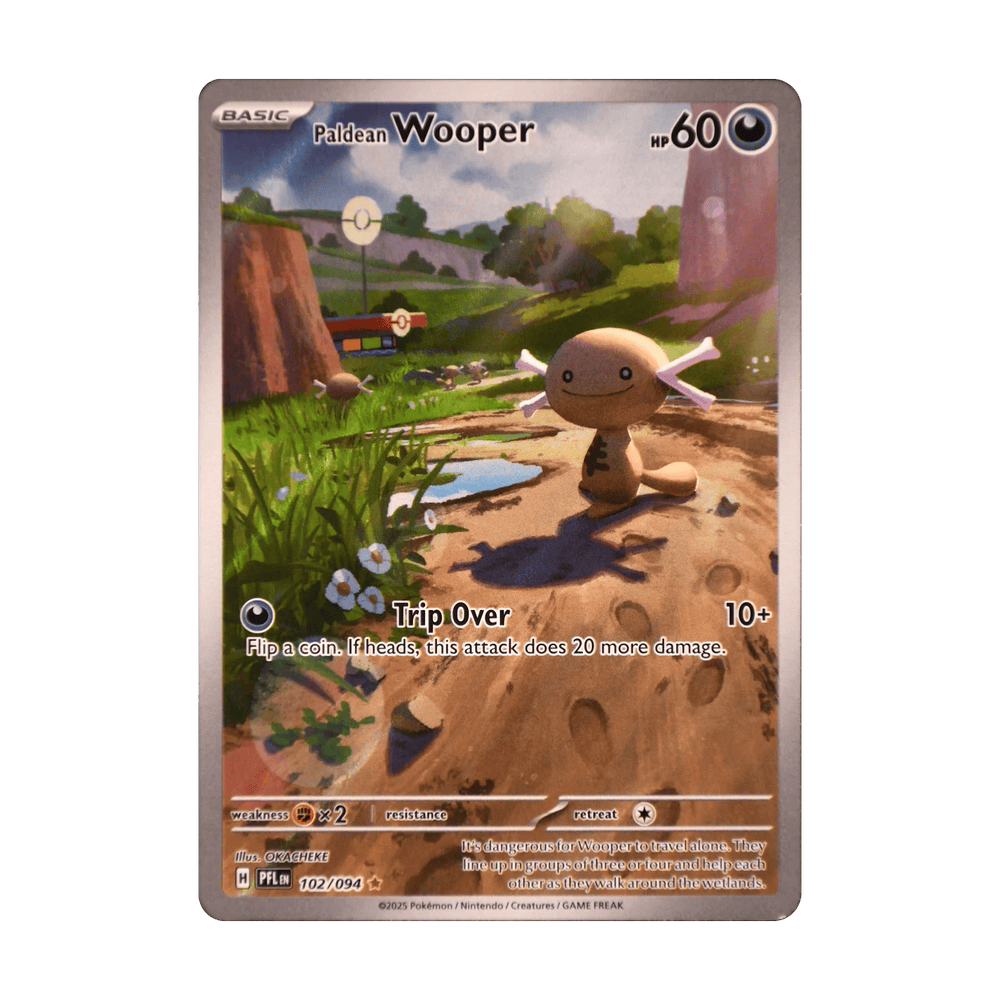 Paldean Wooper 102/094 de Pokémon Phantasmal Flames, cara de la carta