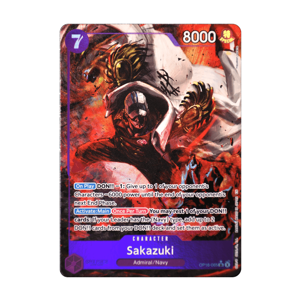 Sakazuki (Alternate Art) OP16-065, cara de la carta