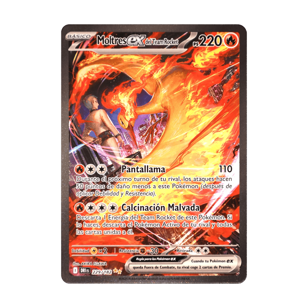 Team Rocket's Moltres ex 229/182, cara de la carta